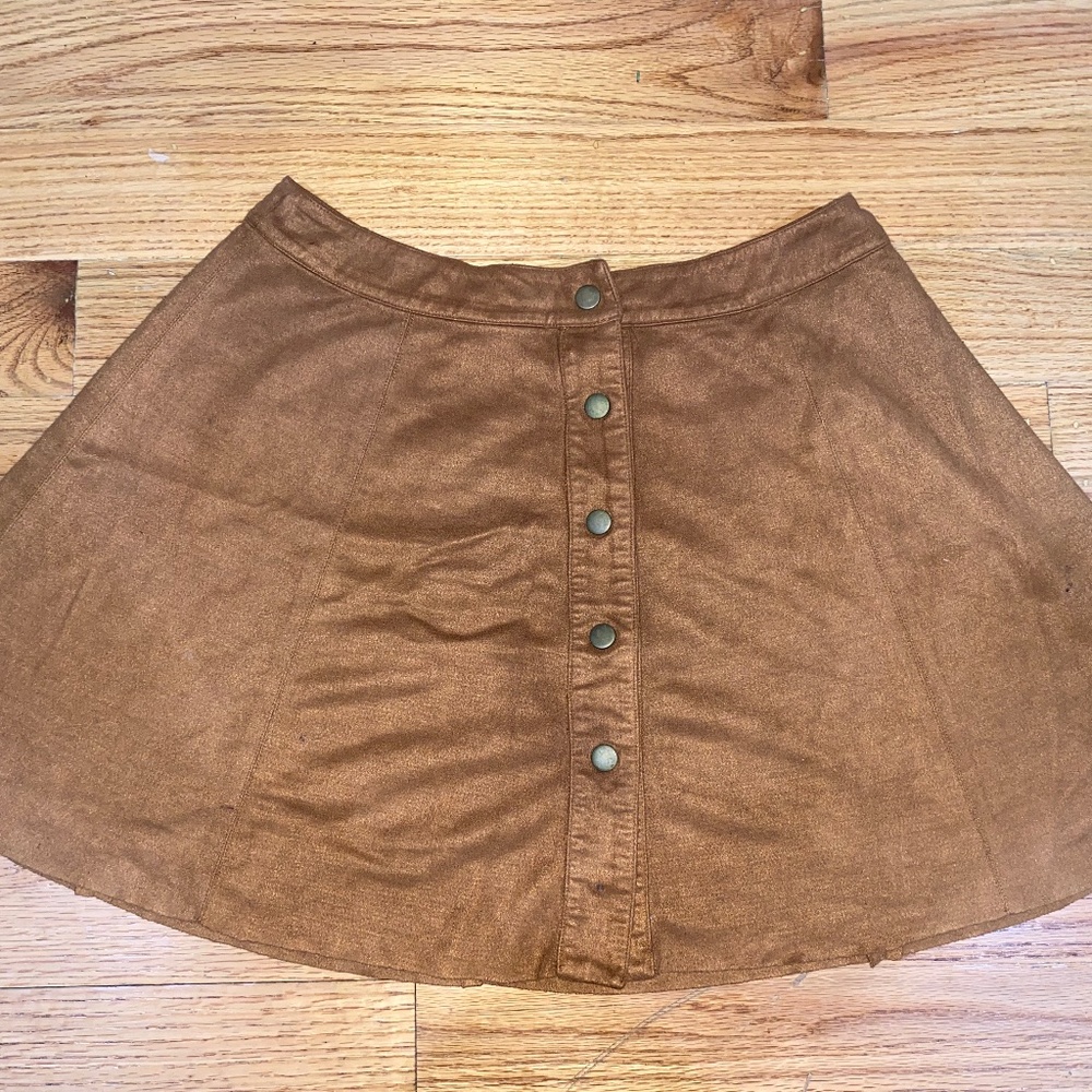 brown suede mini skirt